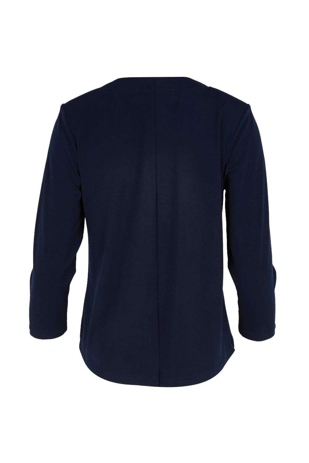 Product shot of the The Modern Shrug – Navy in colour Navy, from the back