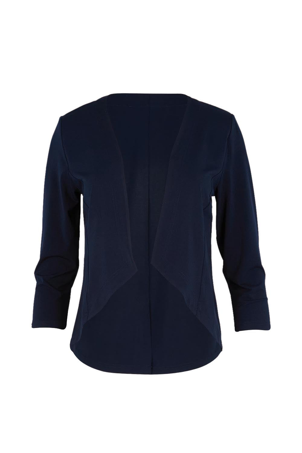 Product shot of the The Modern Shrug – Navy in colour Navy, from the front