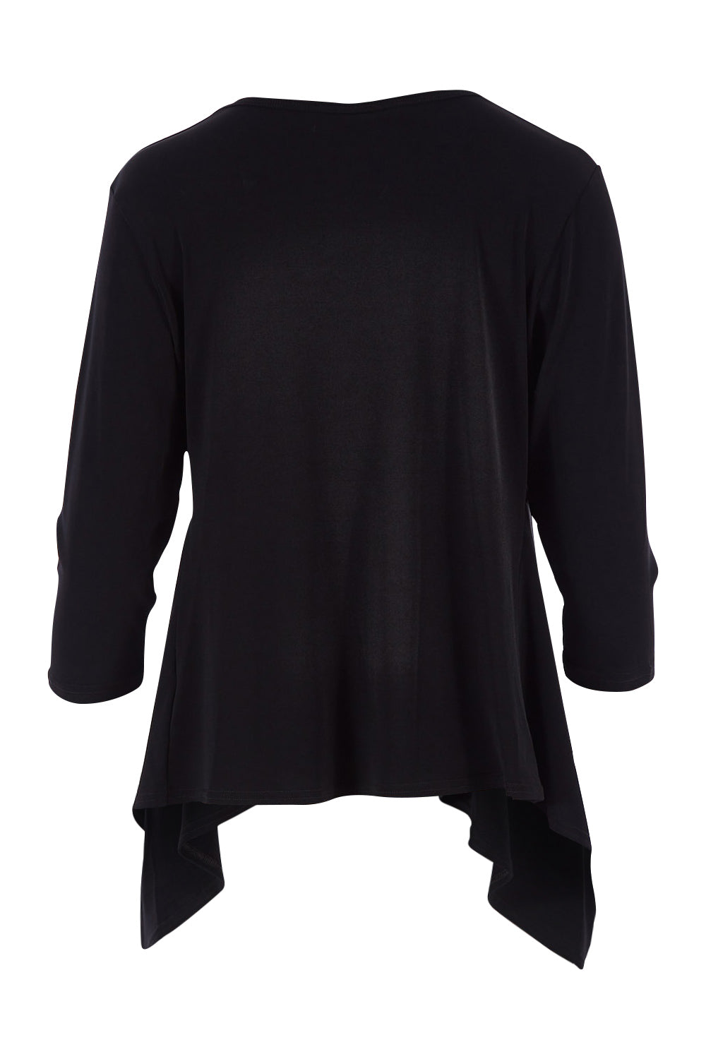 Product shot of The Drape Cardi in colour Black (Black), from the back
