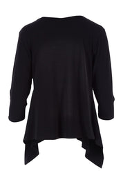 Product shot of The Drape Cardi in colour Black (Black), from the back