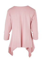 Product shot of The Drape Cardi in colour Blushpink (Pink), from the back