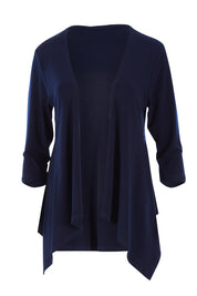 Product shot of The Drape Cardi in colour Navy (Blue), from the front