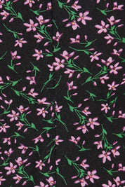 Product shot of The Printed Cotton V Neck Dress in colour Ditsy (Black), detail