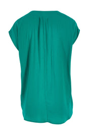 Product shot of The Essential Top in colour Jade (Green), from the back