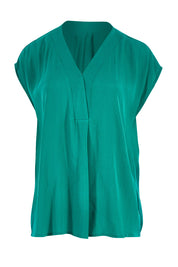 Product shot of The Essential Top in colour Jade (Green), from the front