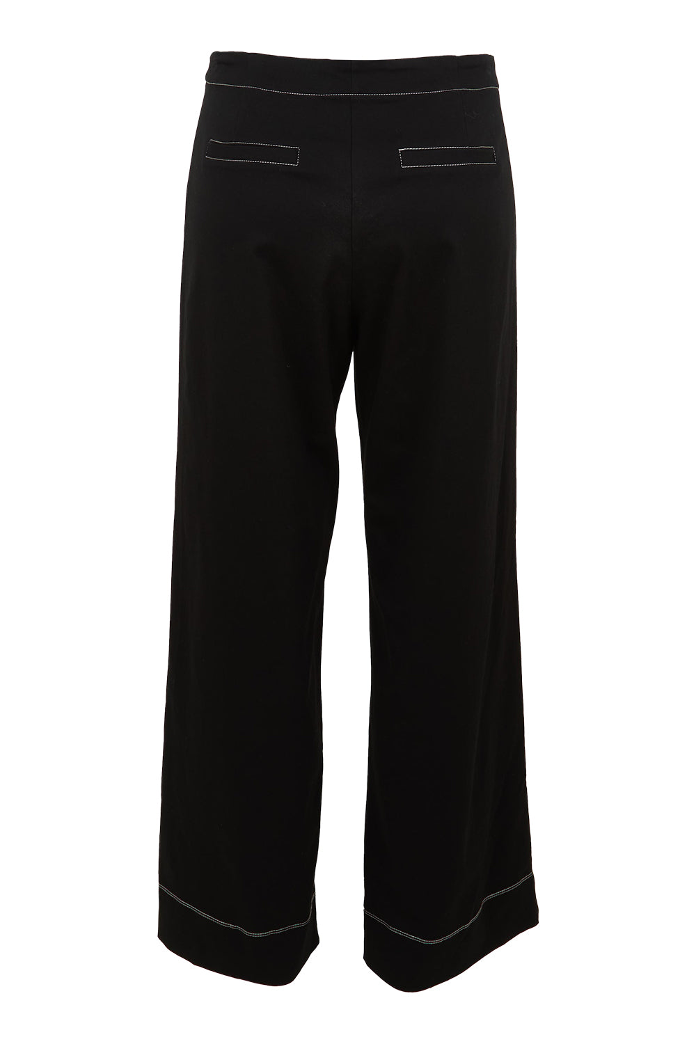 Product shot of The Contrast Stitching Stretch Pant in colour Black (Black), from the back