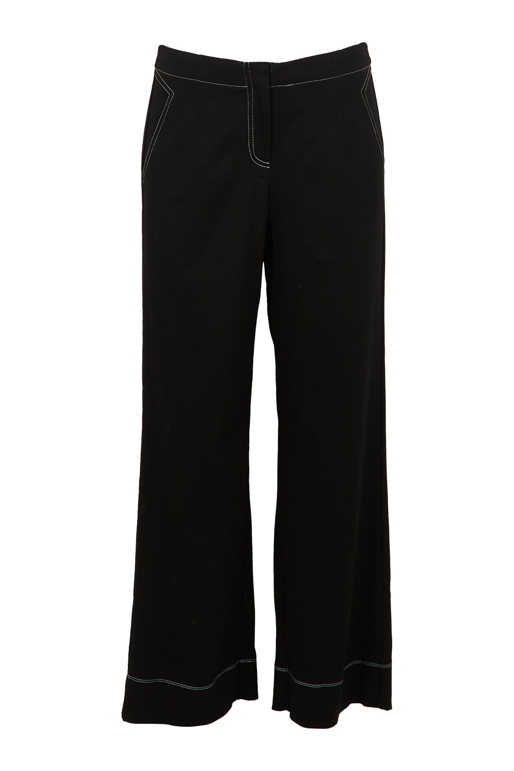 Product shot of The Contrast Stitching Stretch Pant in colour Black (Black), from the front