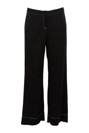 Product shot of The Contrast Stitching Stretch Pant in colour Black (Black), from the front