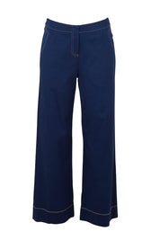 Product shot of The Contrast Stitching Stretch Pant in colour Navy (Blue), from the front