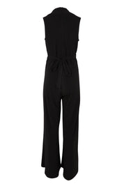 Product shot of The Sleeveless Wide Leg Jumpsuit in colour Black (Black), from the back