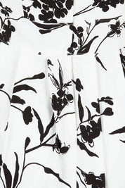 Product shot of The Pleated Cotton Stretch Dress in colour Monofleur (White), detail