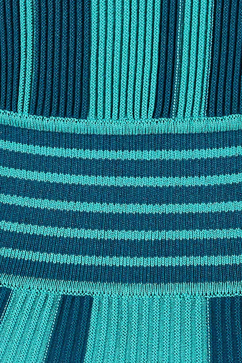 Product shot of The Reversible Knit Dress in colour Peacock (Blue), detail