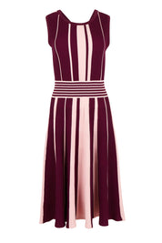 Product shot of The Reversible Knit Dress in colour Plumstripe (Purple), detail
