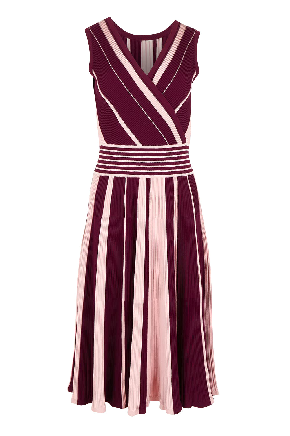 Product shot of The Reversible Knit Dress in colour Plumstripe (Purple), detail