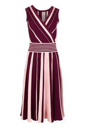 Product shot of The Reversible Knit Dress in colour Plumstripe (Purple), detail