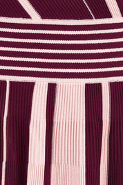 Product shot of The Reversible Knit Dress in colour Plumstripe (Purple), detail