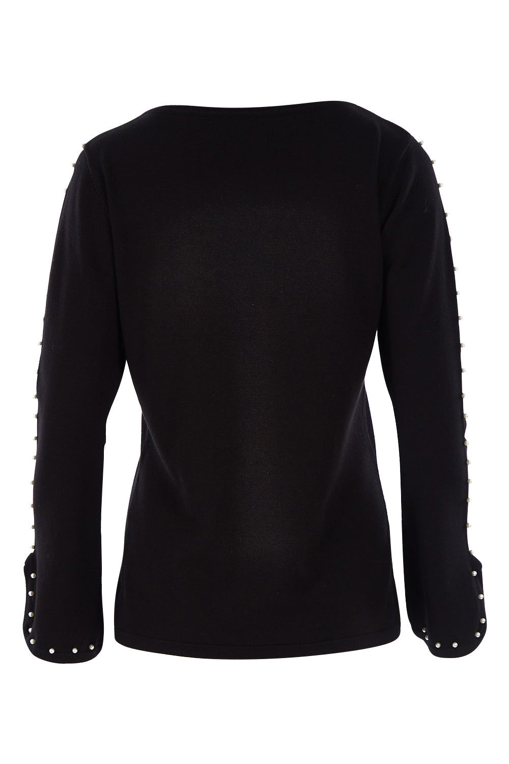Product shot of The Pearl Detail Knit in colour Black (Black), from the back