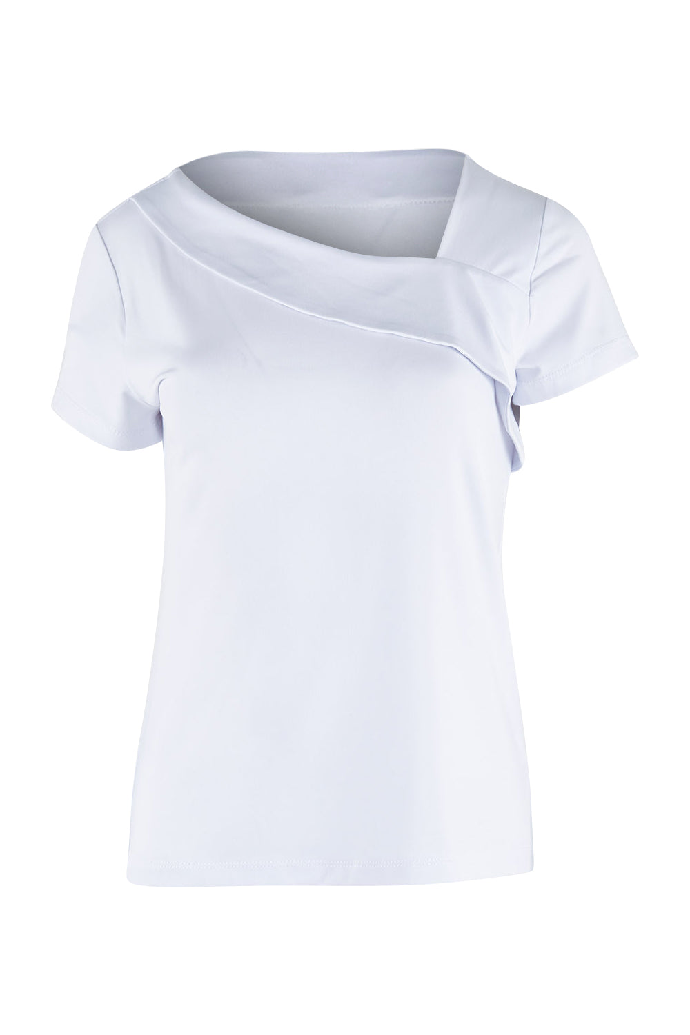 Product shot of The Asymmetrical Neckline Top in colour White (White), from the front
