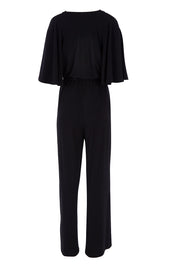 Product shot of The Bell Sleeve Jumpsuit in colour Black (Black), from the back