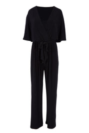 Product shot of The Bell Sleeve Jumpsuit in colour Black (Black), from the front