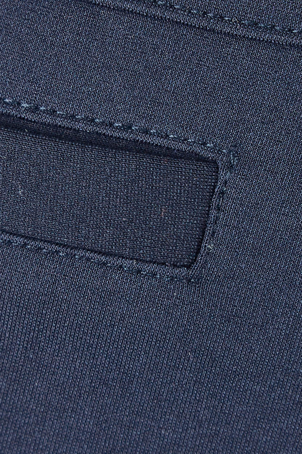 Product shot of The High Rise Pull On Ponte Pant in colour Navy (Blue), detail