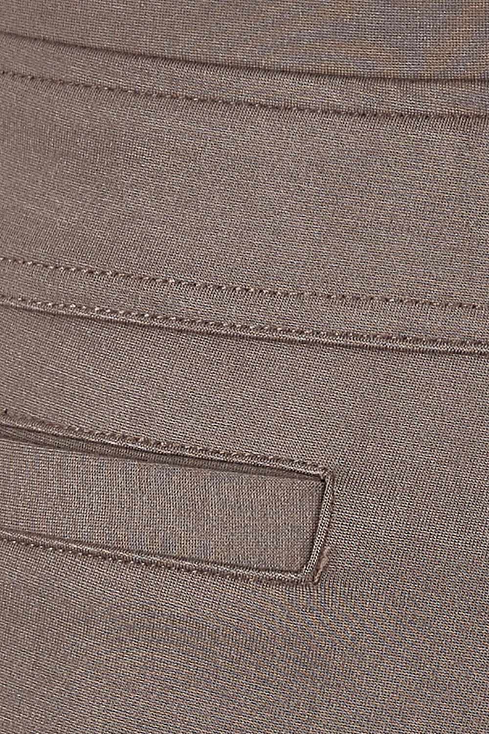 Product shot of The High Rise Pull On Ponte Pant in colour Taupe, detail