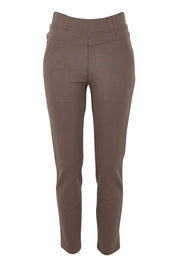 Product shot of The High Rise Pull On Ponte Pant in colour Taupe, from the front
