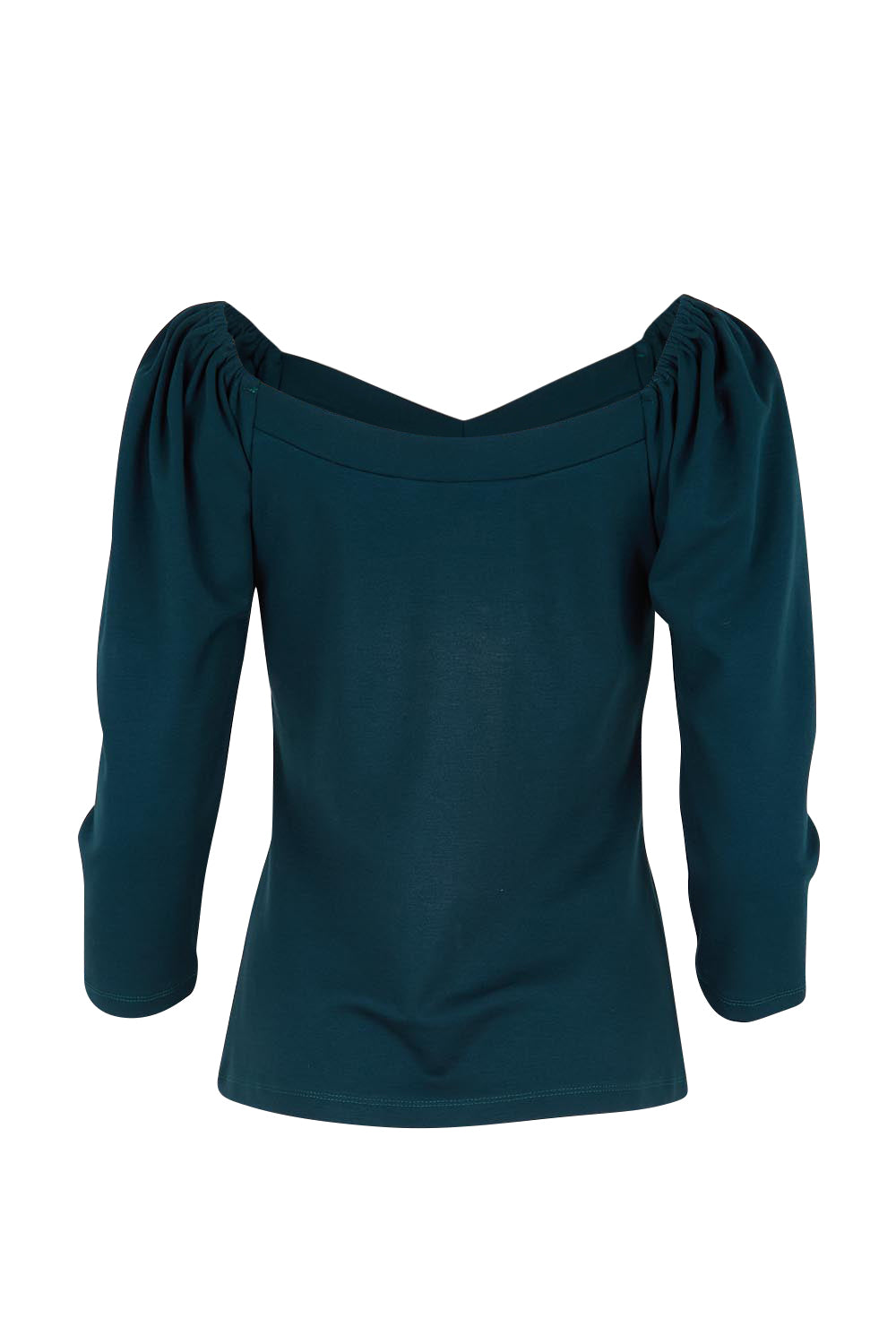 Product shot of the The Define Ponte Top – Lagoon in colour Lagoon, from the back