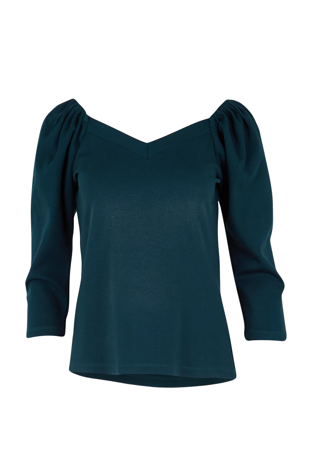 Product shot of the The Define Ponte Top – Lagoon in colour Lagoon, from the front