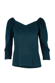 Product shot of the The Define Ponte Top – Lagoon in colour Lagoon, from the front