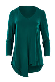 Product shot of The Fold Detail Blouse in colour Forest (Green), from the front