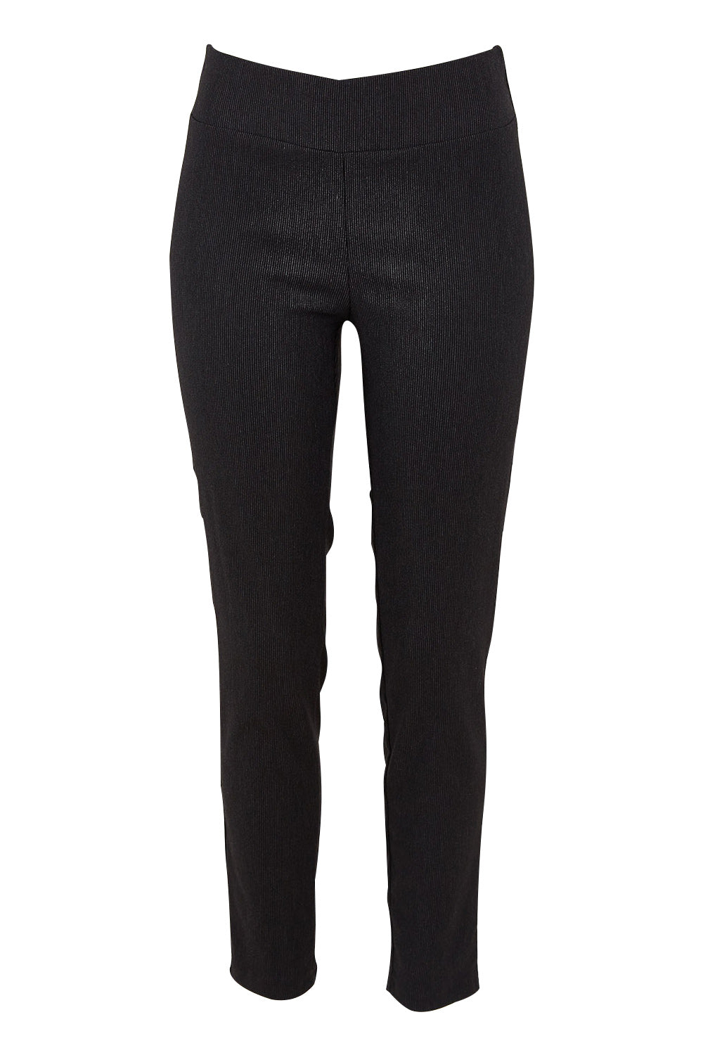 Product shot of The Stretch Tapered Pull On Pant in colour Black (Black), from the front