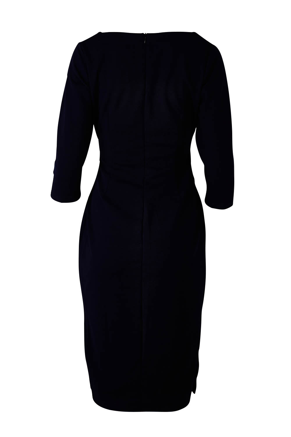 Product shot of The Square Neck Tapered Dress in colour Navy (Blue), from the front