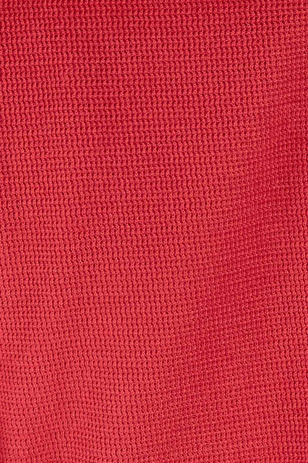 Product shot of The Square Neck Tapered Dress in colour Red (Red), detail