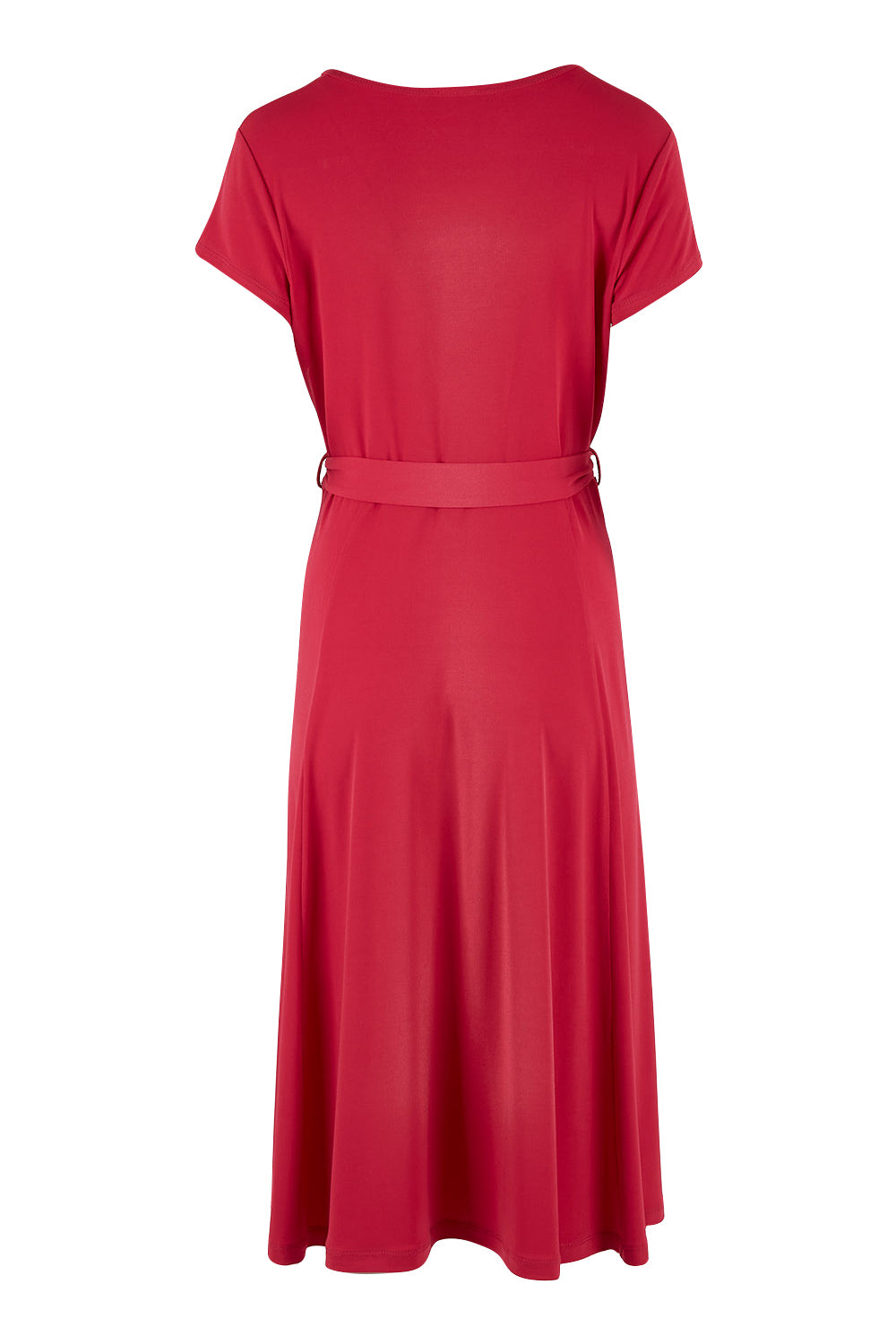 Product shot of The Fit And Flare Jersey Dress in colour Cerise (Pink), from the back