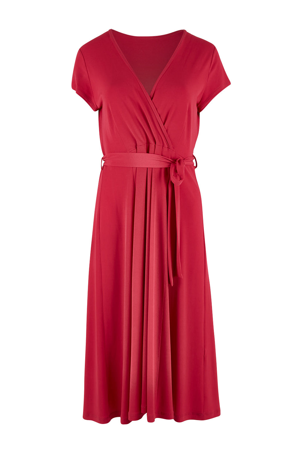 Product shot of The Fit And Flare Jersey Dress in colour Cerise (Pink), from the front