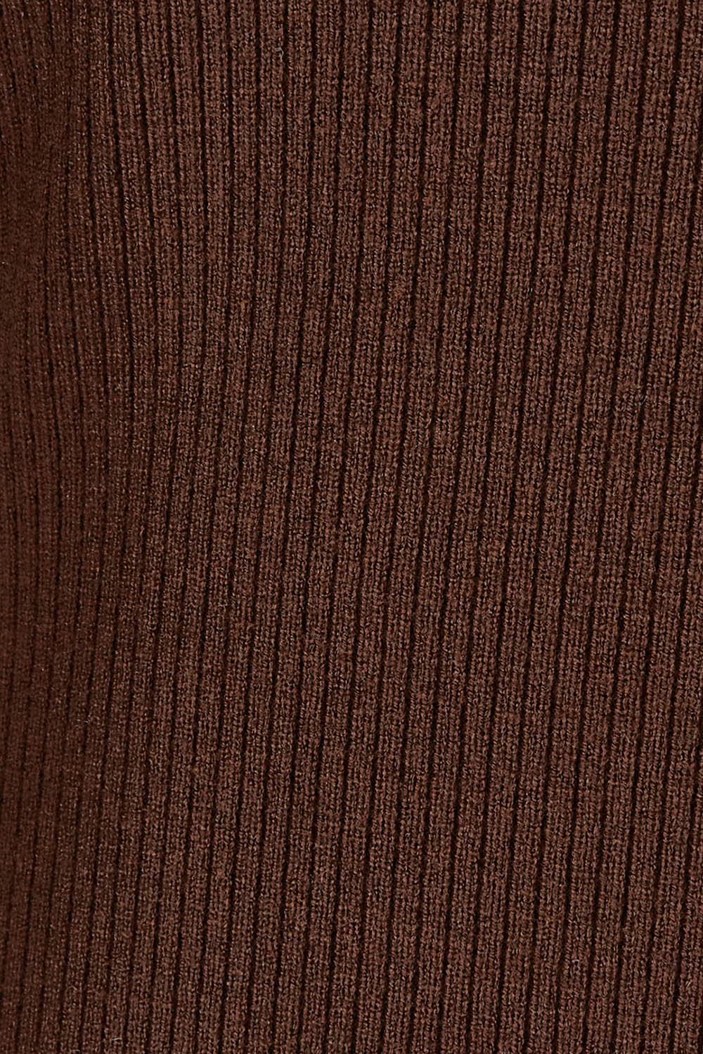 Product shot of The Fit And Flare Knitted Rib Dress in colour Chocolate, detail