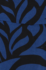 Product shot of The Printed Cross Over Pant in colour Bluevines (Blue), detail