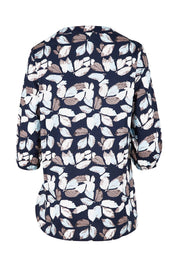 Product shot of The 3/4 Sleeve Cotton Shirt in colour Leaf (Blue), from the back