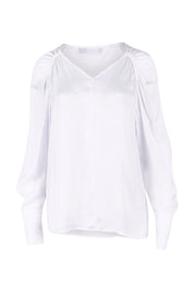 Product shot of The Pleated Raglan Sleeve Blouse in colour White (White), from the front