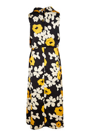 Product shot of The Printed Roll Neck Dress in colour Flower (Black), from the back