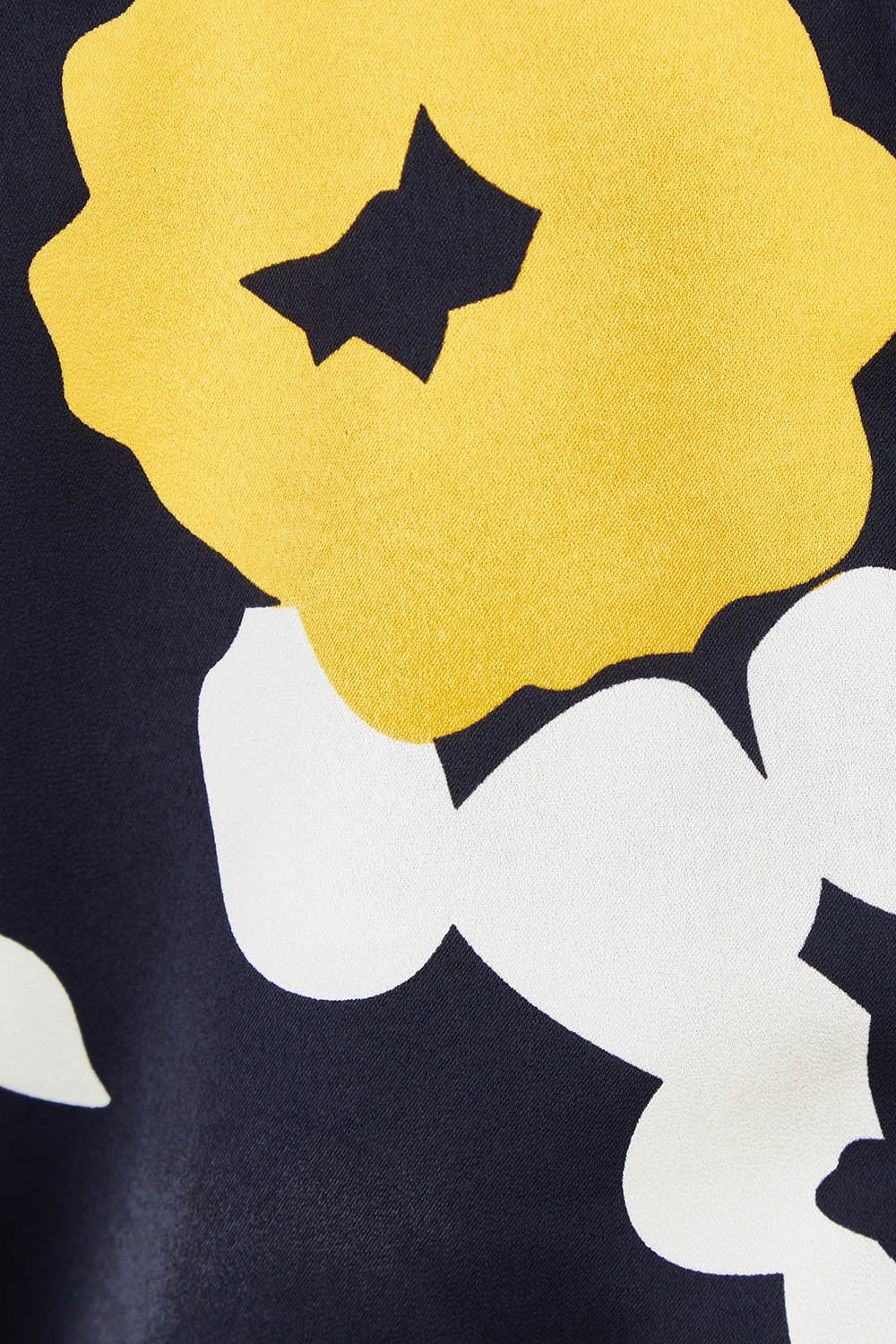 Product shot of The Printed Roll Neck Dress in colour Flower (Black), detail