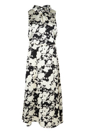 Product shot of The Printed Roll Neck Dress in colour Blkblossom (Black), from the front