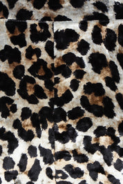 Product shot of The Printed Velvet Pull On Pant in colour Leopard (Black), detail