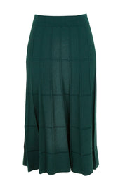 Product shot of The Midi Textured Knit Skirt in colour Tealgreen (Green), from the front