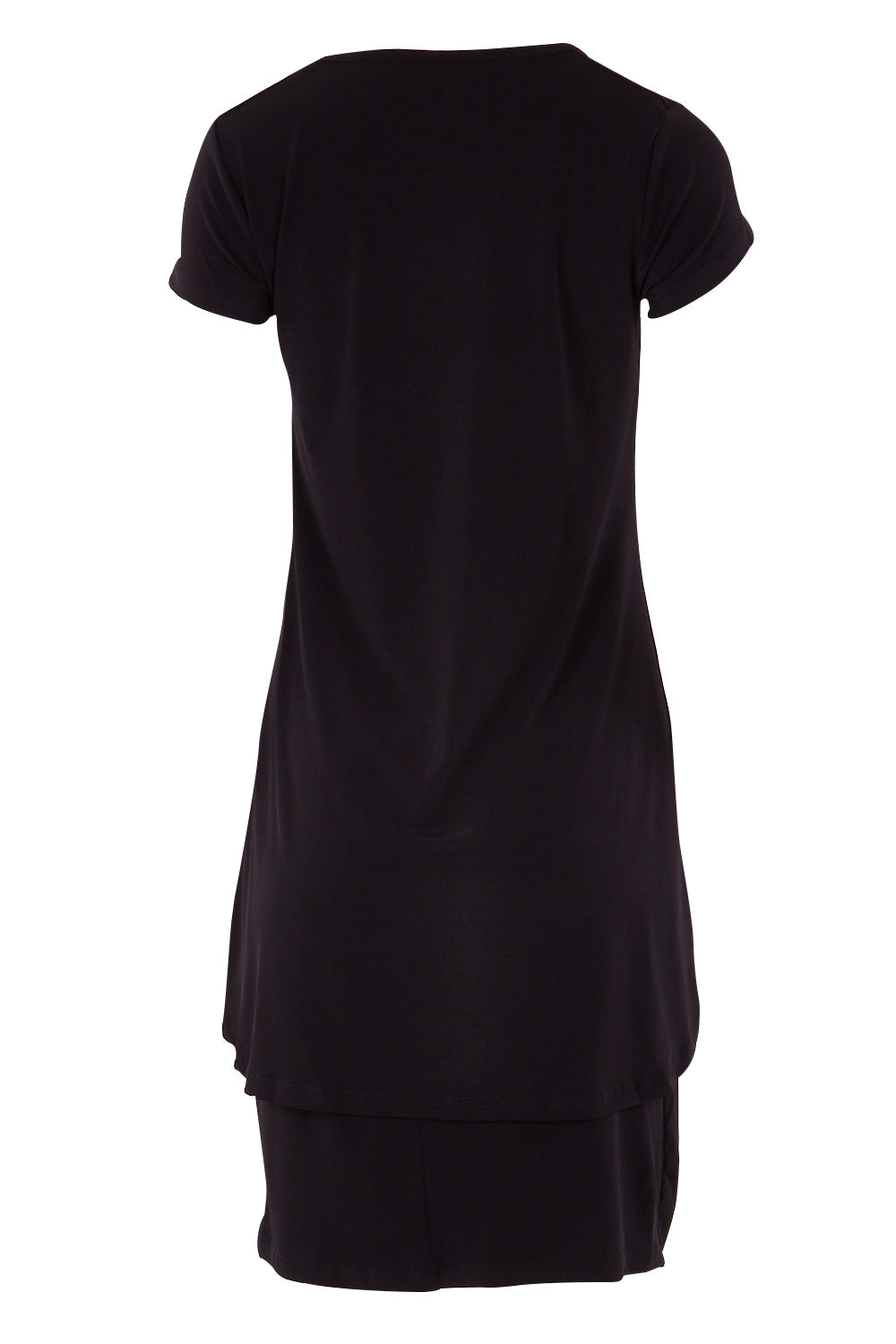 Product shot of The Short Sleeve Rita Dress in colour Black (Black), from the back