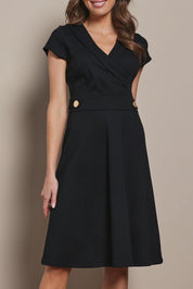 Preloved The Cap Sleeve Ponte Lapel Dress - Black