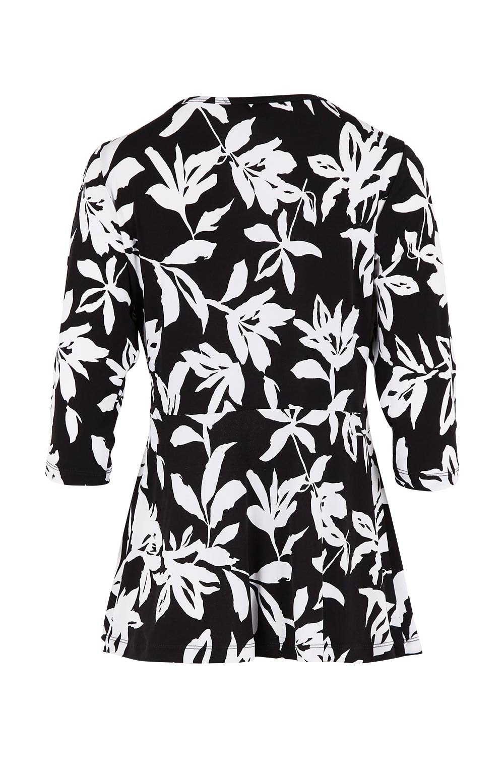 Product shot of The Tie Detail Top in colour Lily (Black), from the back