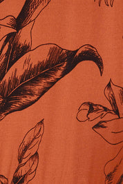 Product shot of The Gathered Detail Printed Dress in colour Rustfloral, detail