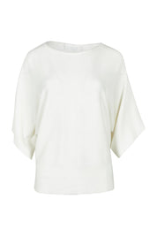 Product shot of The Transeasonal Kimono Knit in colour Snow (White), from the front